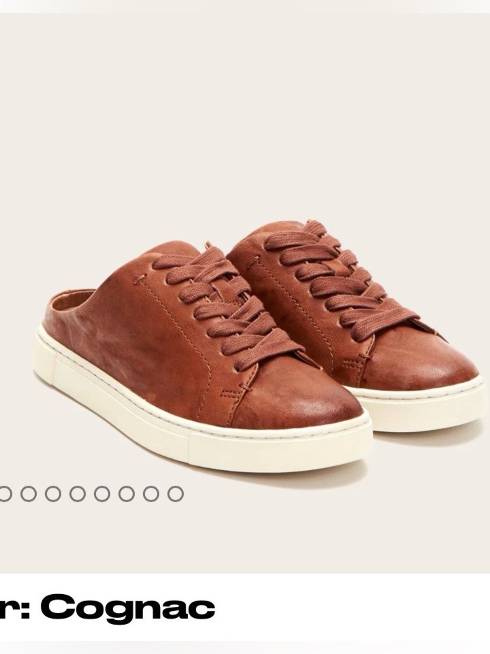 Frye Women's Ivy Low Lace Mules in cognac
